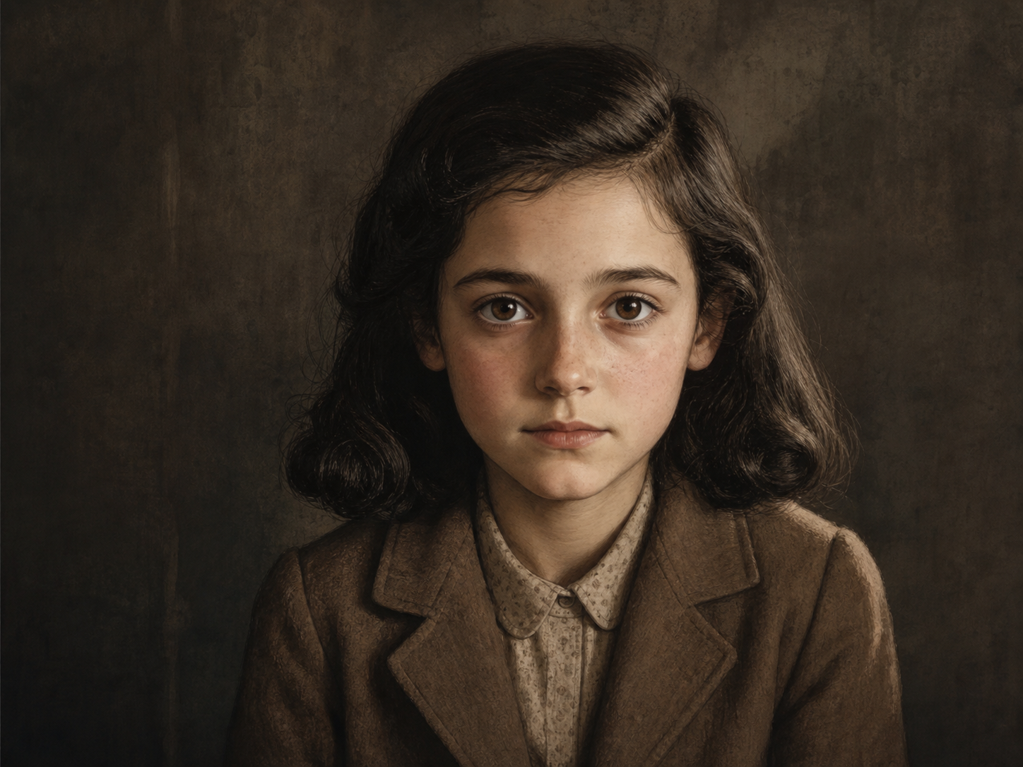 Ernstes Kinderporträt im Stil der 1940er Jahre